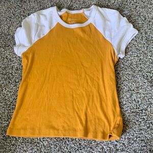 Mustard yellow and white t